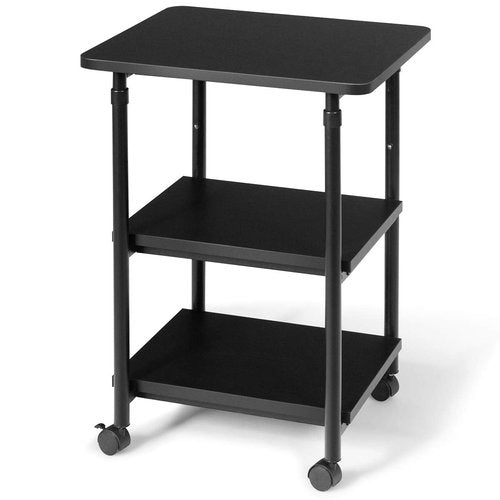 Tangkula 3-Tier Adjustable Printer Stand, Rolling Printer Cart with 2 Storage Shelves, Mobile Machine Stand Storage Rack for Home Office