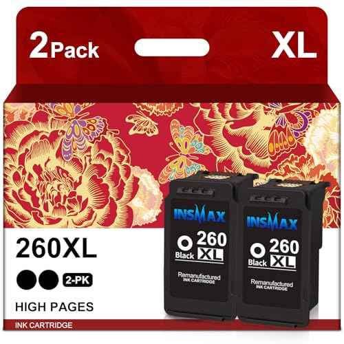 260XL Black Ink Cartridges Combo Pack Replacement for Canon PG-260 PG-260XL 260 XL Ink Work with Pixma TS5320 TS5300 TS6420 TR7020 TR7022 (2 Black)