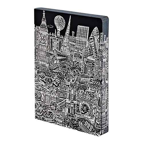 Nuuna Graphic L London Smooth Bonded Leather Notebook - Black