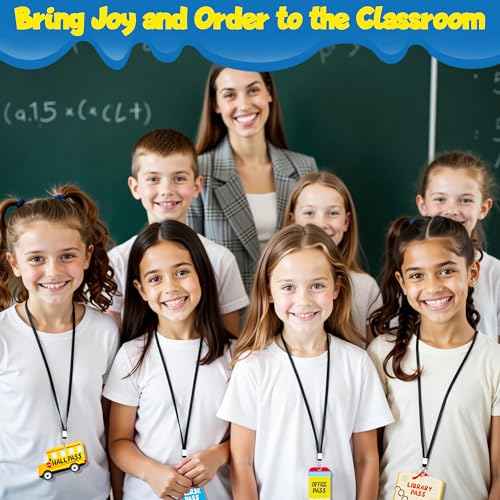 Classroom Hall Passes for Teacher, 6 Pcs Durable Bathroom Pass Lanyards for Students Management, School Supplies for Restroom Library Office and Nurse