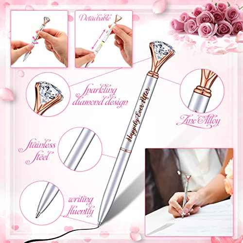 Yexiya 60 Pcs Bridal Shower Gifts for Guests Diamond Pens Rose Golden Crystal Ballpoint Bling Happily Ever After Pens for Wedding Bridal Shower Bridesmaid Women Girls Gift Office Favors