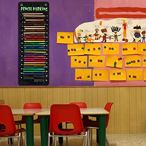 Sabary Pencil Parking Pocket Chart Pencil Dispenser Organizer Holder Nylon Fabric with Grommets and Magnetic Strip for Kids Teachers Classroom School Storage Supplies(Basic)