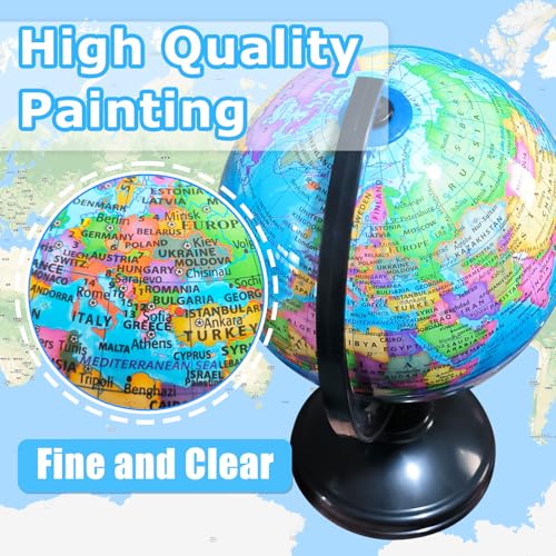 6-inch Kids Educational World Globe with Stand - Rotating Political Map for Classroom & Home Decor