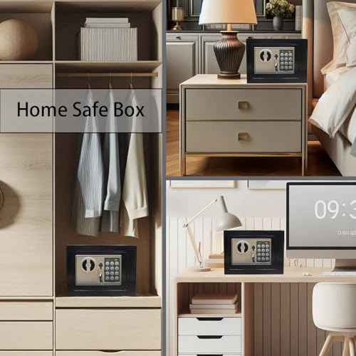 Yuanshikj Electronic Deluxe Digital Security Safe Box Key Keypad Lock Home Office Hotel Business Jewelry Gun Cash Use Storage money (BLACK)