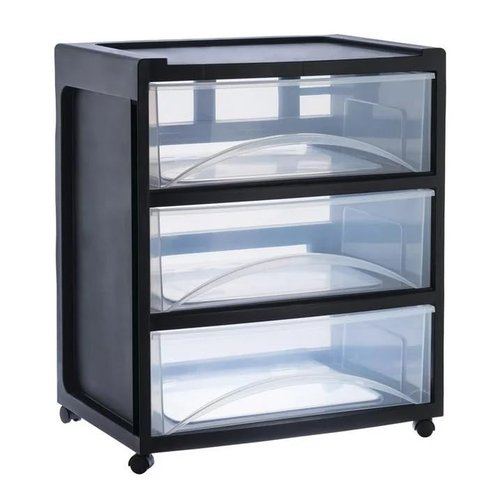 3 Drawer Wide Storage Cart, Gray