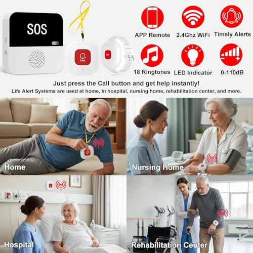 Wireless Caregiver Pager Call Button for Elderly at Home, Wi-Fi APP Remote Emergency Alert Systems for Seniors, Patients and The Disabled, Life Alert Systems for Seniors No Monthly Fee