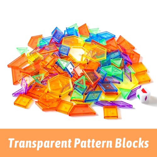 128 Translucent Geometric Shape Blocks Set for Light Table Educational Toys