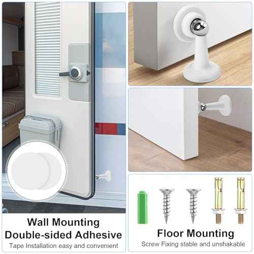 Moxweyeni 24 Pack Magnetic Door Stoppers Magnetic RV Door Stopper Stainless Steel Heavy Duty Stops RV Holder Keep Open for Wall and Floor Mounting No Drilling Stop with Adhesive Tapes(White)