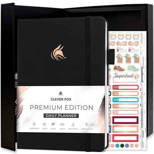 Clever Fox Planner Daily Premium ? Undated Daily Planner with Hourly Schedule, Personal Organizer, Productivity Journal, 6 Months (Black)