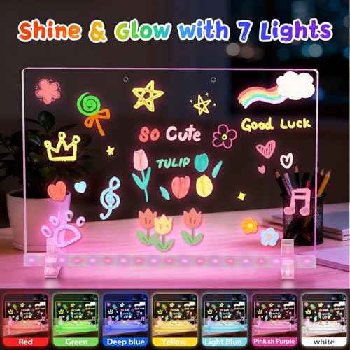 Teen Girl Gifts - Led Drawing Board Gifts for Teenage Girls Christmas Birthday Gift - Light up Message Board with Stand Markers