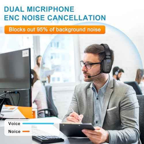 Bluetooth Headset, 60hrs Noise Canceling V5.2 Over Head Headphones, Single Ear Trucker Wireless Headset with Mic, Mute Button, Multipoint, for Phones PC Computer Truck Driver Office Work - Black