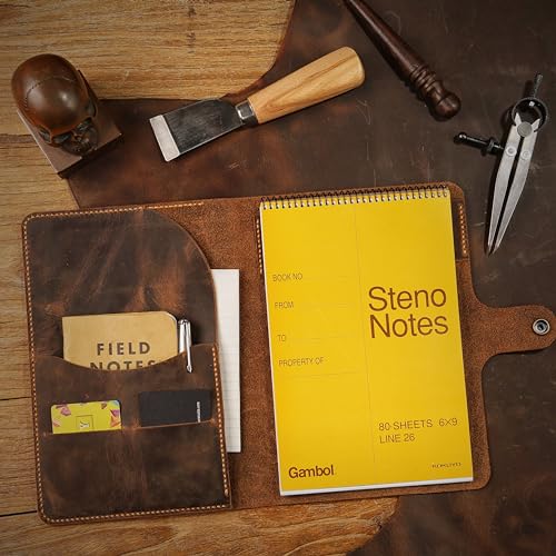 Genuine Leather Cover for Top Steno Pad 6¡± x 9¡± notepad, leather cover portfolio Compatible with Rocketbook Flip Executive Size Notebook W03-NB69