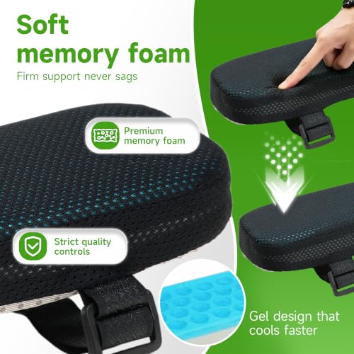 LargeLeaf Cooling Gel Armrest Cushions with Memory Foam – 2-Piece Elbow Pads for Office & Gaming Chairs