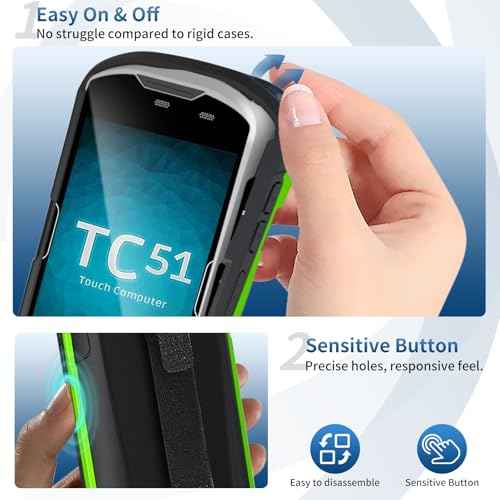 Upgraded Protective Case for Zebra TC51 TC52 TC56 TC57 TC510K Rugged Boot Case Cover for Zebra Scanner TC52x TC57x TC52ax with Hand Strap & Tempered Glass (Green)