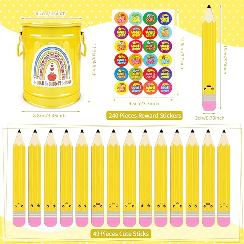 Yellow Wooden Classroom Name Sticks Set with Storage Box - 49 Pcs