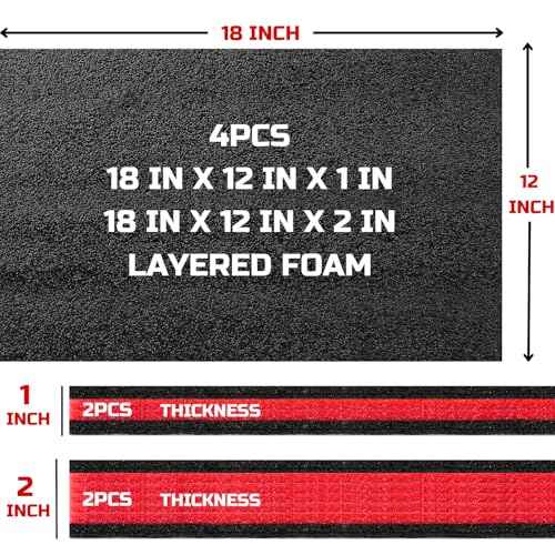 Tool Box Foam 4Pack 2pc 18x12x2in & 2pc 18x12x1in, Foam Inserts for Cases, Polyethylene Storage Sheets for Toolbox Hard Case, Tool Shadow Insert, Kaizen Organizer