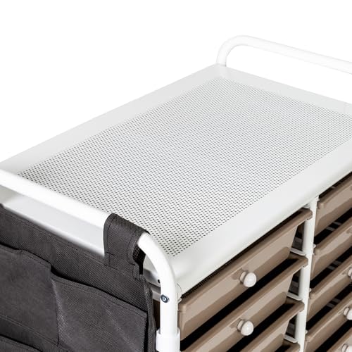 Honey-Can-Do Honey Can Do 12-Drawer Metal Rolling Storage Cart with Side Pockets CRT-09104 White