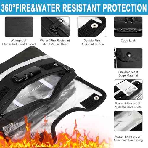 HOMELYLIFE Fireproof Money Bag,A4(15*11.8'') 6200¡ÆF Fireproof,Waterproof,Extra Thick Fireproof Cotton Lined for Home/Office Use,Secure Storage for Valuables,ash,Contracts,Jewelry & Important Documents