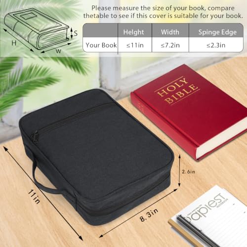 GERMUN Bible Cover with Handle - Black Protective Book Case for Medium Bibles