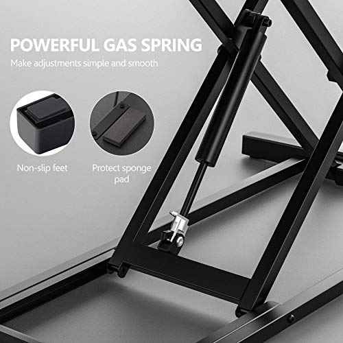 FITUEYES Height Adjustable Standing Desk 32¡± Wide Sit to Stand Converter Stand Up Desk Tabletop Workstation for Dual Monitor Riser FSD308001WB