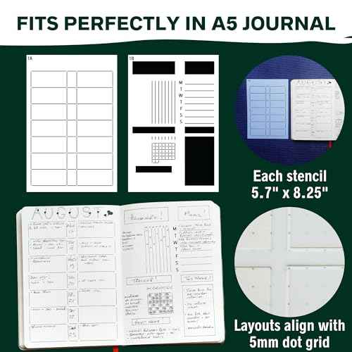 Speedy Spreads Journal Stencils (All Layouts Bundle) - x24 Planner Stencils for A5 Bullet Dot Grid Journal Notebook, Save Time on Weekly and Monthly Calendars, Habit Trackers by Sunny Streak