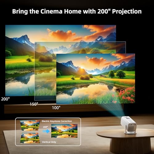 Mini Projector, Portable Projector 4K Support, Full HD 1080P Outdoor Projector, 270¡Æ Rotation Movie Projector, Compatible with Smartphone, TV Stick, Laptop, PS4, HDMI, USB (No WiFi or Bluetooth)