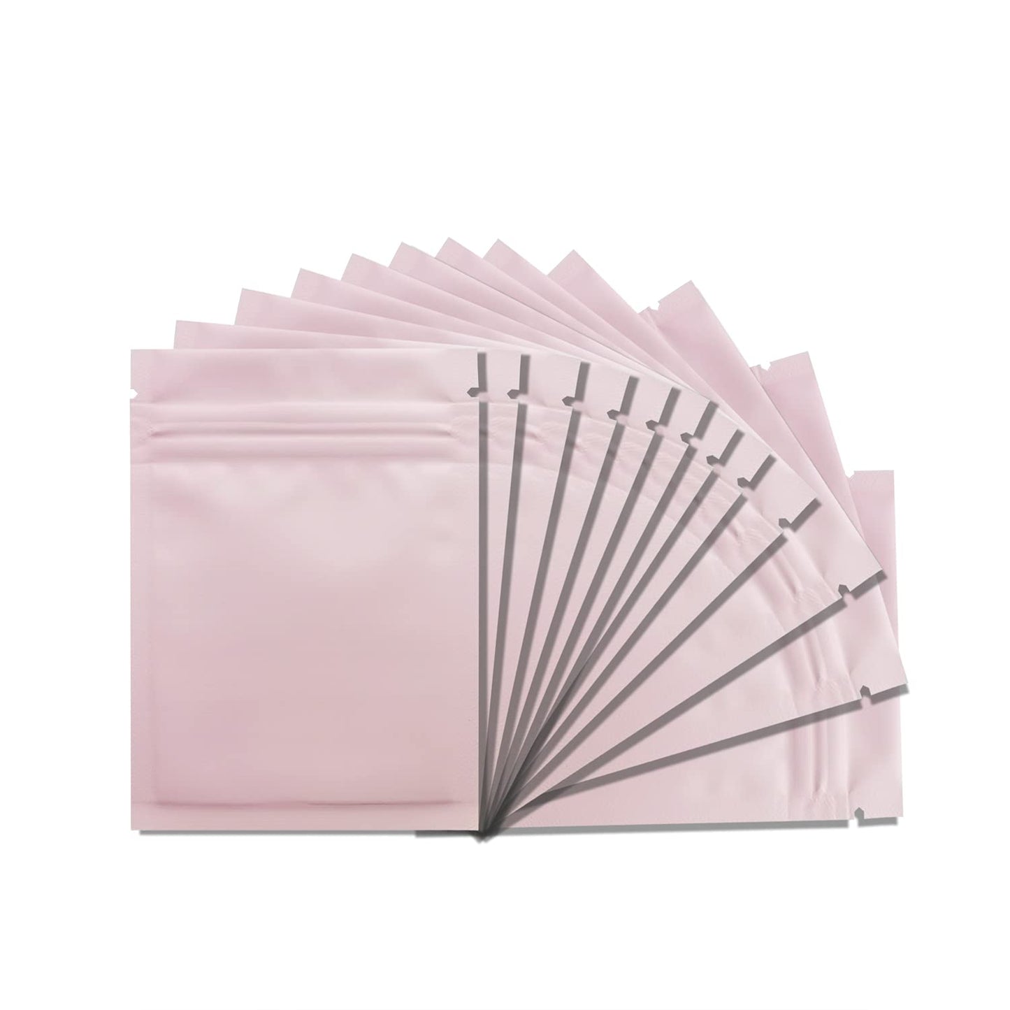 Smell Proof Bags 100 Pack 3 x 4 Inch Resealable Mylar Bags Foil Pouch Flat Bag with Clear Window Pink