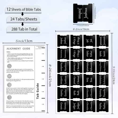 Starboling Bible Tabs,Black Reposition Laminated Bible Tabs,Bible tabs for Women,Remove & Replace Bible Index Tabs,Easy to Read and Apply Bible Tabs for Women and Man