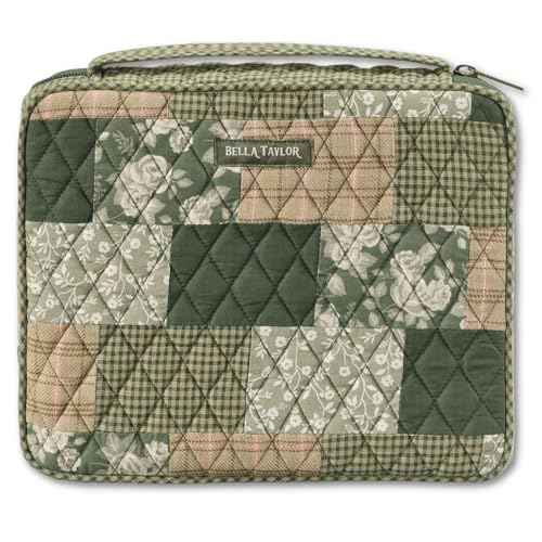 Bella Taylor Quilted Bible Cover for Women - Large Study Bible Case - Heirloom Rose Patchwork