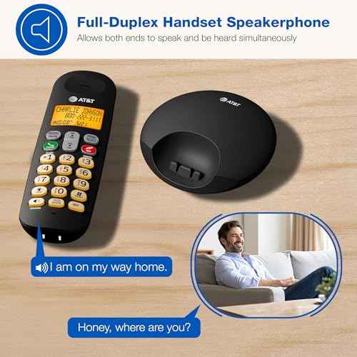 AT&T Cordless Phone 2 Handsets, with LCD Display, Lighted Keypad, Caller ID/Call Waiting, DECT 6.0 Full-Duplex Handset Speakerphone, ECO Mode, Voicemail Indication, Quiet Mode, Intercom: EL1101-2