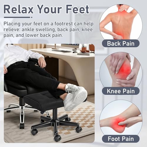 IBVIVIC Adjustable Footrest Under Desk Ottoman 19.3'' L x 15'' W, Black