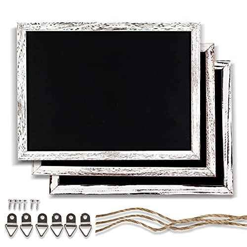 Chalkboard 12x16 inches, 3 Pack Non-Magnetic Blackboard, Rustic White Wooden Framed Chalkboards for Wedding, Kitchen and Home Decor