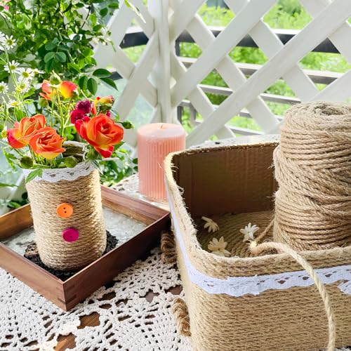 1200 ft Natural Jute Twine Rope for Crafts, Gardening & Gift Wrapping - XSEINO