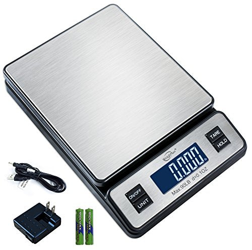 Weighmax W-2809 90 LB Digital Postal Scale with Stainless Steel Platform, AC Adapter Included