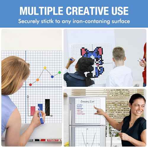 HOMiDEK 4-in-1 Magnetic Graph Paper for Whiteboard, 35"x35" Large Coordinate Plane XY Axis Board for Graphing, Reusable Dry Erase Grid Magnet for Classroom Homeschool, Math Teacher Teaching Tools