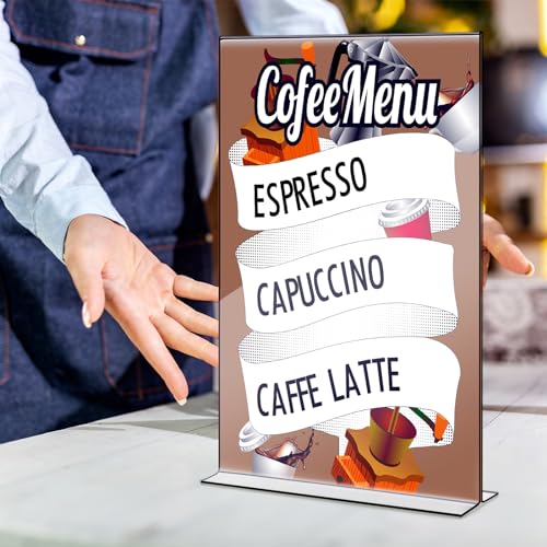 2 Pcs 11x17 Inch Acrylic Sign Holder Clear Menu Display Stand Literature Flyer Poster Frame Pricing Flyer Letter Notice Photo Table Tent Double Bottom Loading Sided for Tabletops(11x17 Inch)
