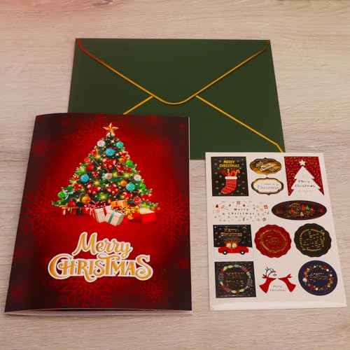 Ribbli Christmas Cards Light and Musical Christmas Tree Pop Up Card, with Envelope