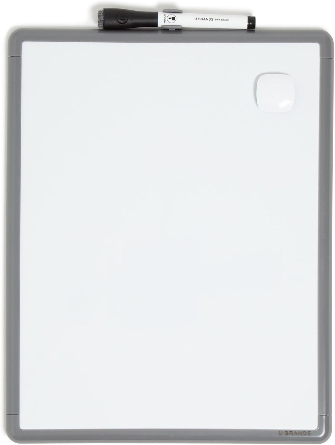 U Brands Contempo Magnetic Dry Erase Board - 11" x 14" Gray Modern Frame with Magnet & Marker