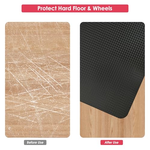 Vicwe Gaming Chair Mat for Hardwood Floor, 60"¡¿46" Large Office Chair Mat, PVC Computer Chair Mats, Easy Glide, Floor Protector for Rolling Chair-Black