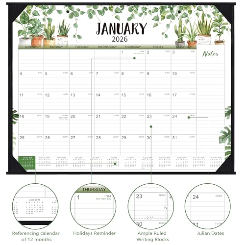 2026 Desk Calendar - 2026 Large Desk Calendar 22x17, Jan. 2026 - Dec. 2026, 2026 Large Calendar, 12 Months, Corner Protectors - Plants