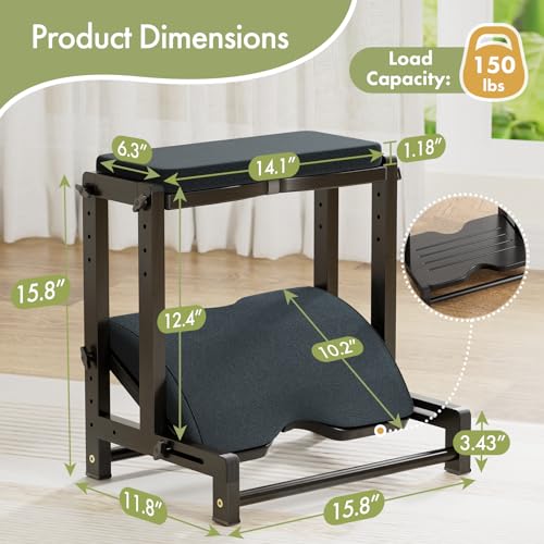 Atoping Double Step Foot Rest Under Desk, 4-Height Black Ergonomic Footrest