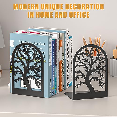 VFINE 3 Pairs Tree Style Black Decorative Metal Bookends - Unique Landscape Design
