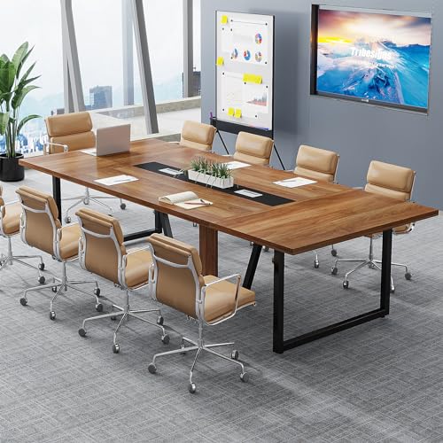 Tribesigns 8ft Conference Table - Light Red Maple, Seats 10, Business Style Office Furniture