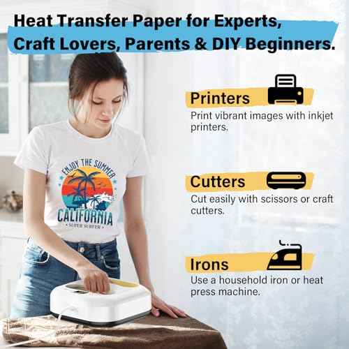 TECKWRAP Printable Heat Transfer Paper for T-Shirts 30 Sheets, 8.3" X 11.7" Printable Heat Transfer Vinyl for Inkjet Printer, Iron on Transfer Paper for Light and Dark Fabric (Matte)