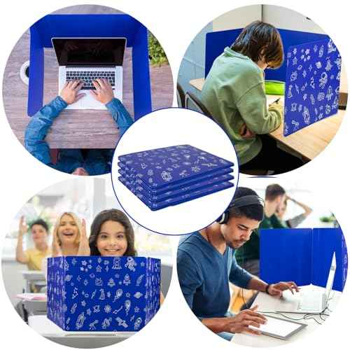 25-Pack Desk Dividers for Students, 3-Fold Privacy Screens, Durable Waterproof Plastic Study Boards, Easy Clean Classroom Shields for Schools,Teacher Supplies & Student Desk Organizers, Blue