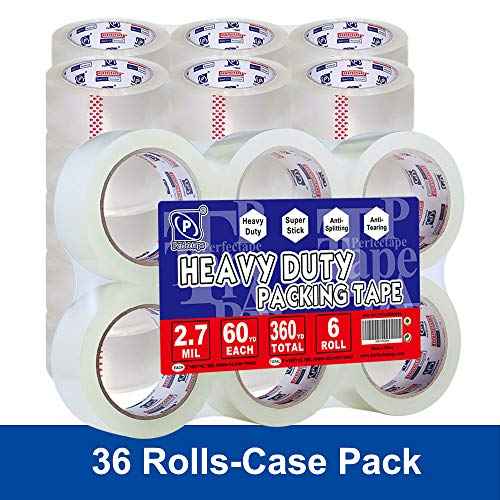 Heavy Duty Packing Tape 36 Rolls, Total 2160Y, Clear, 2.7 mil, 1.88 inch x 60 Yards, Ultra Strong, Refill for Packaging and Shipping