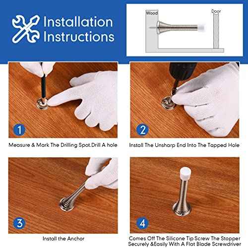 Newwiee 60 Pack Spring Door Stopper Bulk with Rubber Bumper 3.35¡®' Flexible Spring Heavy Duty Wall Door Stop Low Mounted for Home Bedroom Bathroom (Silver)