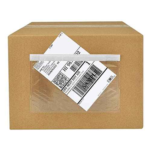 Shipping Label Sleeves 500Pcs, 7.5x5.5 Inches - Packing Slip Envelope Pouches with Self-Adhesive Peel & Seal - Clear Plastic & Waterproof Envelopes Ideal for Invoices & Packaging.