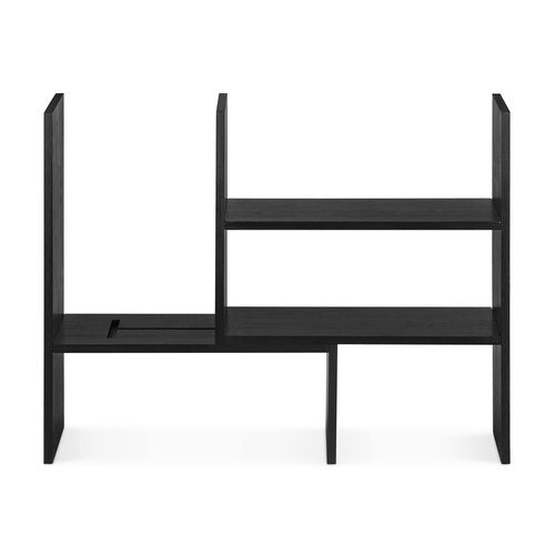 Navaris Desk Organizer Shelf Unit - Desktop Shelves for Table or Countertop - Free-Standing Adjustable Bamboo Shelving for Kitchen or Office - Black