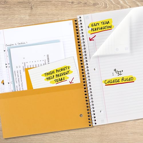 Five Star 3-Subject Spiral Notebook Blue 8.5 x 11 inches, 150 Sheets, College Ruled, Pack of 1